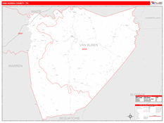 Van Buren County, TN Digital Map Red Line Style